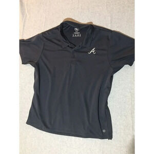 Mens 47 MLB Polo Size XXL Atlanta Braves Navy Blue White A Logo Casual